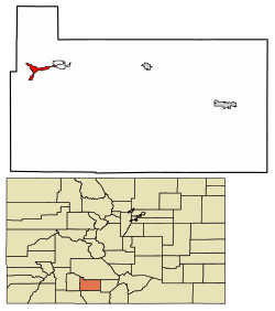 Location of South Fork in Rio Grande County, Colorado.