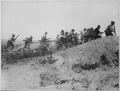 Scene just before the evacuation at Anzac. Australian troops charging near a Turkish trench. When they got there the... - NARA - 533108