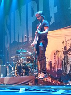 Sebastien Lefebvre of Simple Plan, jumping (Moscow, 18 August 2009)