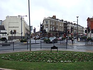 Photo showing road junction at the end of Crystal Palace Parade.