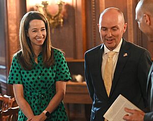 Utah Governor Spencer Cox and his wife (53708399012) (cropped)