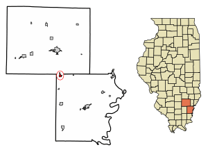 Location of Mill Shoals in Wayne County, Illinois.