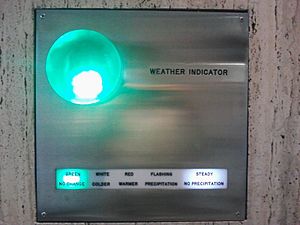 Weather beacon panel in lobby of Standard Insurance building, Portland, Oregon
