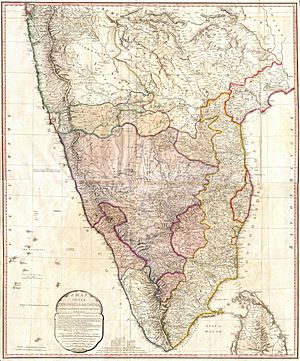 1793 Faden Wall Map of India - Geographicus - India-faden-1793