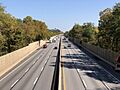 2022-10-11 12 25 36 View east along Interstate 276 (Pennsylvania Turnpike Delaware River Extension) from the overpass for Joshua Road in Whitemarsh Township, Montgomery County, Pennsylvania