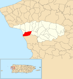 Location of Añasco Abajo within the municipality of Añasco shown in red
