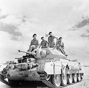 A Crusader tank of 4th Light Armoured Brigade in the Western Desert, 20 September 1942. E17110