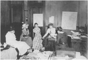 Ada James during a campaign strategy session, 1912
