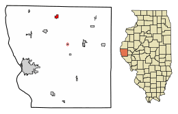Location of Loraine in Adams County, Illinois.