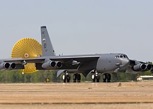 B52 landing with drogue chute