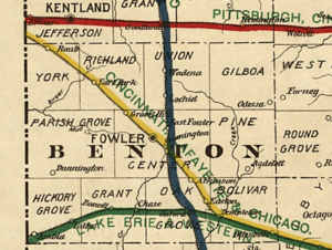 Benton County Railroad Map, circa 1896