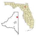 Bradford County Florida Incorporated and Unincorporated areas Lawtey Highlighted