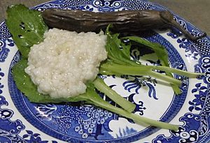 Buro with mustard leaves and eggplant