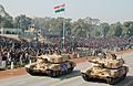 Ex. Tank passes through the Rajpath during the full dress rehearsal for the Republic Day Parade-2008, in New Delhi on January 23, 2008