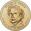 A one-dollar coin featuring Pierce
