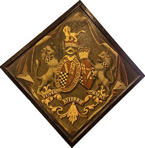 Funeral hatchment for George Howard in St Giles' church Stoke Poges Buckinghamshire UK