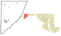 Garrett County Maryland Incorporated and Unincorporated areas Loch Lynn Heights Highlighted