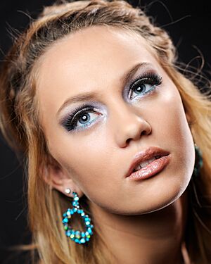 Headshot of Model with Blue Eyeliner