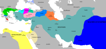 The empire at its greatest extent and on the eve of the death of Seleucus I, 281 BC