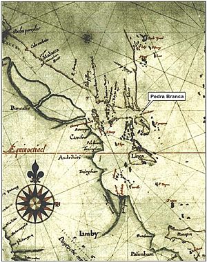 Hessel Gerritsz, Map of Sumatra showing Pedra Branca (1620)