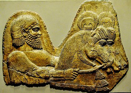Horses and their groom from the western Assyrian Empire, part of a tributary procession. From Khorsabad, Iraq, 710-705 BC, now in the British Museum