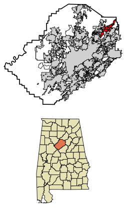 Location of Clay in Jefferson County, Alabama.
