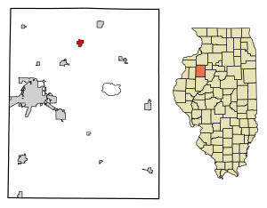 Location of Oneida in Knox County, Illinois.