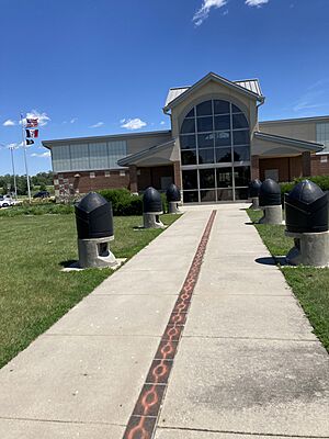 Landscape display honoring local civil war veterans, Mile 161 rest stop northbound on I-35 in Iowa