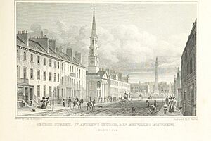 MA(1829) p.073 - George Street, St Andrew's Church, and Lord Melville's Monument, Edinburgh - Thomas Hosmer Shepherd