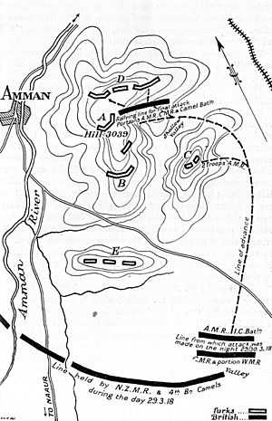 Map depicting troop movements during the First Battle of Amman