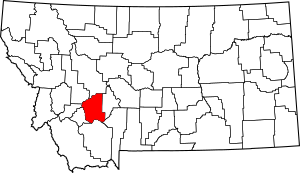 Map of Montana highlighting Jefferson County