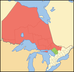 ██ Statistical area (geographic area north of French River) ██ Extended administrative area
