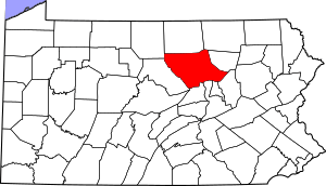 Map of Pennsylvania highlighting Lycoming County