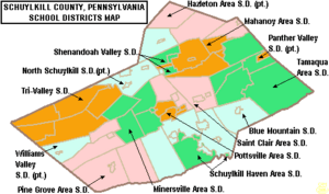 Map of Schuylkill County Pennsylvania School Districts
