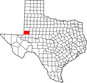 Map of Texas highlighting Andrews County