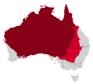 Red and dark red areas form the Outback, dark red and striped areas forms the modern Outback.