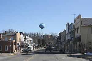 Looking east at downtown Montello's Commercial Historic District