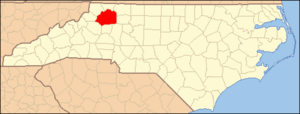 North Carolina Map Highlighting Wilkes County
