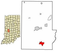 Location of Cloverdale in Putnam County, Indiana.