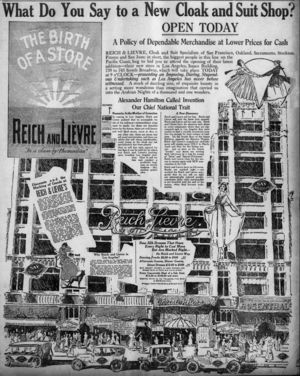 Reich and Lièvre ad for 1917 Los Angeles store opening
