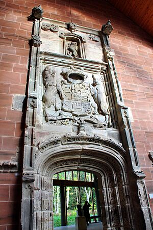 Sandstone portal from Hornby Castle, Yorkshire, England. Early 16th century. 6.86 x 2.29 m. The Burrell Collection, Glasgow, Scotland, UK. Acquired in 1930