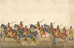 Skinner's Horse party, in a folio from 'Reminiscences of Imperial Delhi’, an album by Thomas Metcalfe, 1843