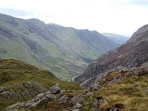 Slopes of Glyder Fawr, Afon Nant Peris far below - geograph.org.uk - 585751