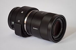 Sony Alpha ILCE-QX1 APS-C-frame camera with lens