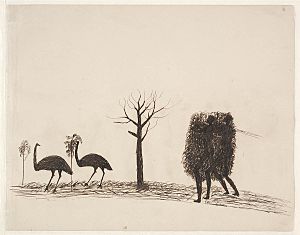 Stalking emu, ca. 1885, attributed to Tommy McRae