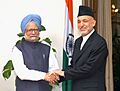 The President of Afghanistan, Mr. Hamid Karzai meeting with the Prime Minister, Dr. Manmohan Singh, in New Delhi on August 04, 2008