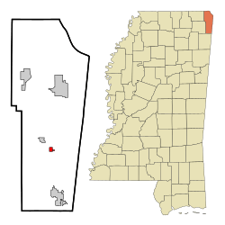 Location of Tishomingo, Mississippi