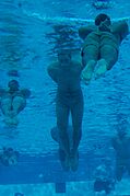 US Navy 080125-N-4301H-029 Basic Underwater Demolition-Seals students swim 100 meters with bound hands and feet as part of their first-phase swimming test