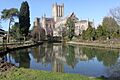 Wells Cathedral in the reflecting pool in the grounds of the Bisops Palace 4