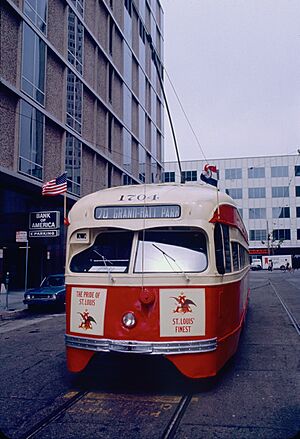 1983 SF Historic Trolley Festival - ex-St Louis PCC 1704 in 11th St wye